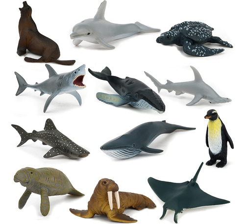 Juego De Juguetes De Animales Marinos, 12 Figuras De Animale