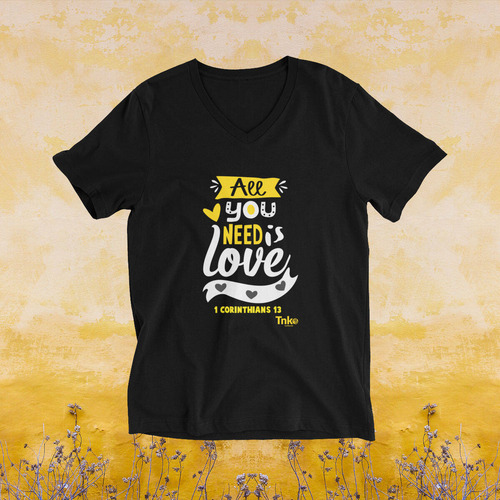 Playera Hombre - All You Need Is Love - Amor - Cuello V