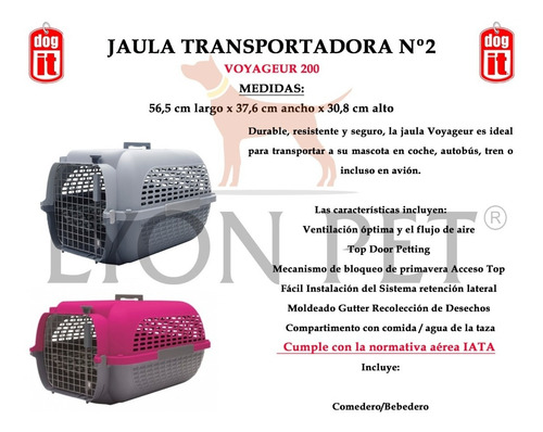 Imagen 3 de 6 de Jaula Transportadora Carrier N°2 Avión Para Perros Y Gatos