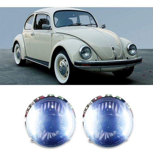 Imagen 6 de 6 de Par Faros Con Lupa Y Led Vocho Sedan Cromo