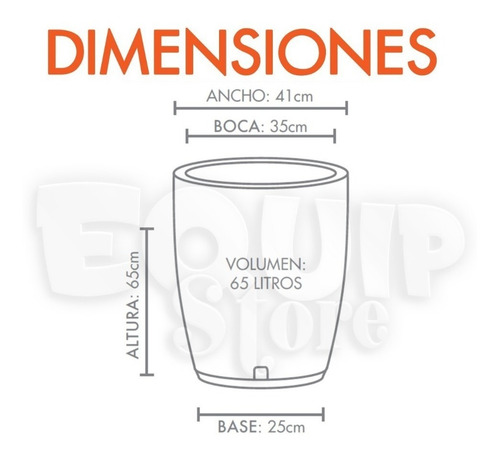 Imagen 5 de 5 de Combo 3 Maceta Plástica Grande Rotomoldeada 65 + Plato
