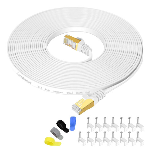 Cable Ethernet Blindado Cat7 Cable De Velocidad Blanco De 25