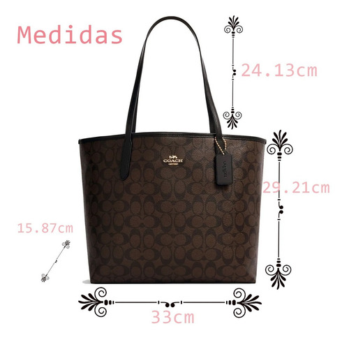 Bolsa Coach Original Dama City Tote Dark Brown Con Botón Marrón Oscuro