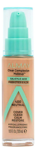Base de maquillaje líquida Almay Clear Complexion CLEAR COMPLEXION Base de Maquillaje tono 400 neutral - 30mL 1oz