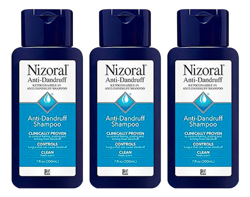3 Shampoo Anticaspa Con 1% De Ketoconazol - Nizoral 200ml