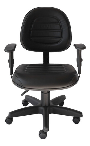 Cadeira de escritório MetalWood Ecoflex Escritório Couro Home 8566 ergonômica  preta com estofado de couro sintético