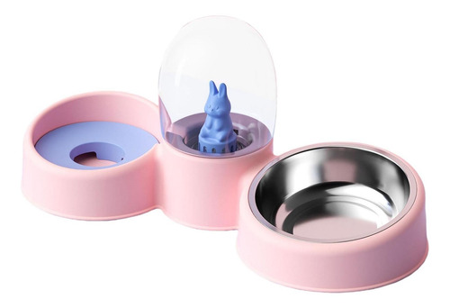 Imagen 2 de 8 de Dispensador Automático De Alimentos Para Mascotas Rosa