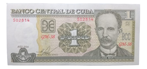 Billete De C.u.b.a., 1 Peso De 2016