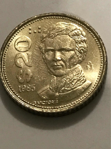 Moneda $20 Mexico 1985. Guadalupe Victoria.