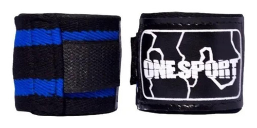 Bandagem Atadura Elastica 2,5m Muay Thai Boxe Preto/azul