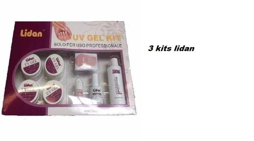 3 Kits Gel Lidan 12 Itens Uv Para Unhas Acrygel Cola Tips