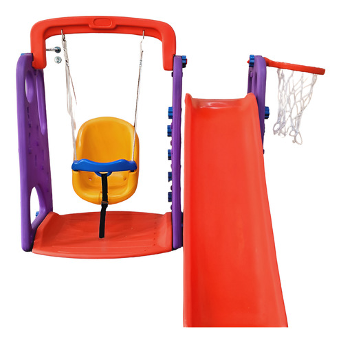 Playground 3 Em 1 | Escorregador + Balanço + Cesta Infantil