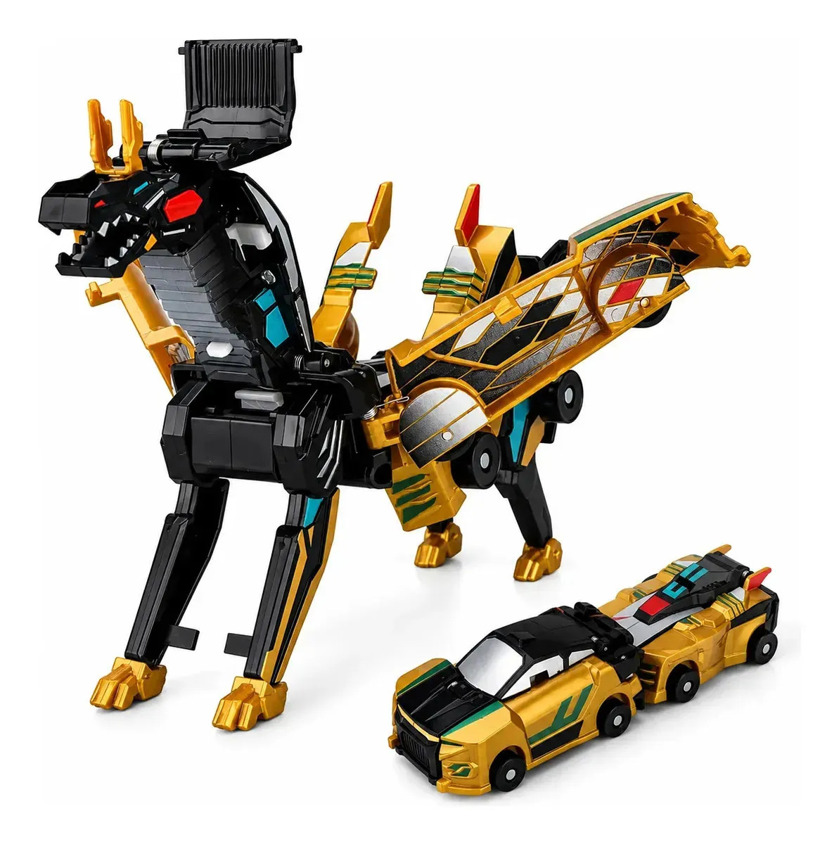 Carrinho Dinossauro Robô Magnético Transforme Infantil Carro Dinossauro Dourado
