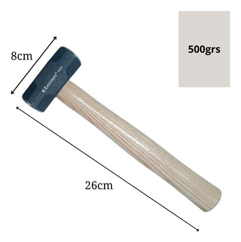 Maza De Albañil Hierro 500grs Mango De Madera Eastman
