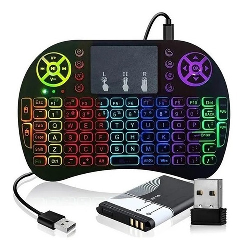 Imagem 4 de 6 de Mini Teclado Luminoso Touch Wireless S/fio Tv Smart Pc Game