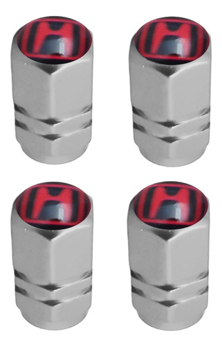 4 Tapones De Válvula Honda Para Llantas Aluminio Plateado