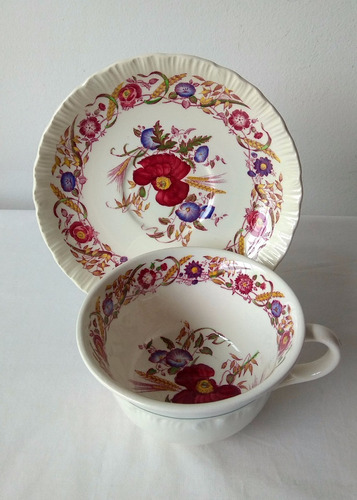 Taza Y Plato De Té Porcelana Inglesa Wedgwood Cornflower (Usado)