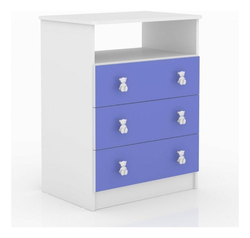 Quarto Infantil Guarda Roupa Cômoda Mini Cama Azul/branco