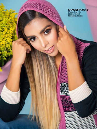Hermoso Saco Mujer Sueter Sweater Tejido Chaqueta Capota