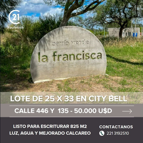 Lote En Barrio Abierto La Francisca, City Bell 446  Y 135