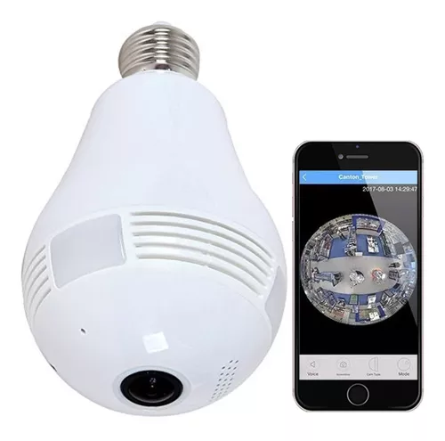 Camara Vigilancia Seguridad Camuflada Escondida WIFI Bombilla Foco Con Luz  LED