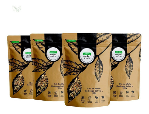 Kit 4 Pct Chá De Alfafa Medicago Sativa 100% Puro L. 100g