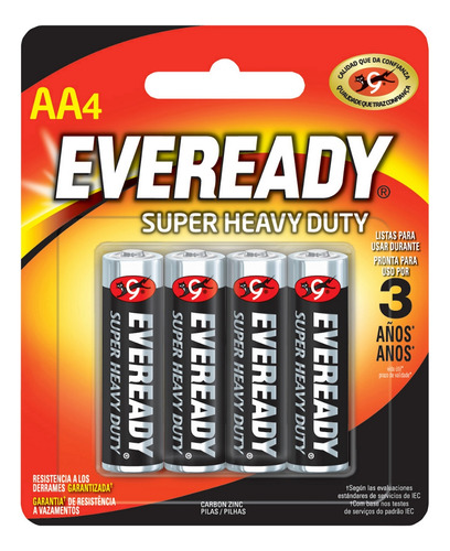 Pila Zinc Carbon Aa Eveready Con 4 Pzas Blister