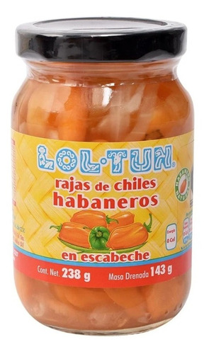 4 Rajas De Chiles Habaneros Lol-tun En Escabeche 238g Kosher