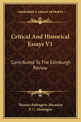 Libro Critical And Historical Essays V1: Contributed To T...