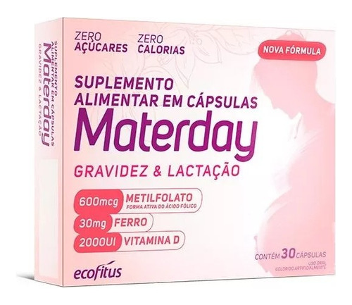 Vitamina Acido Folico Gestante Lactantes 30cp Materday Sabor Without Flavor
