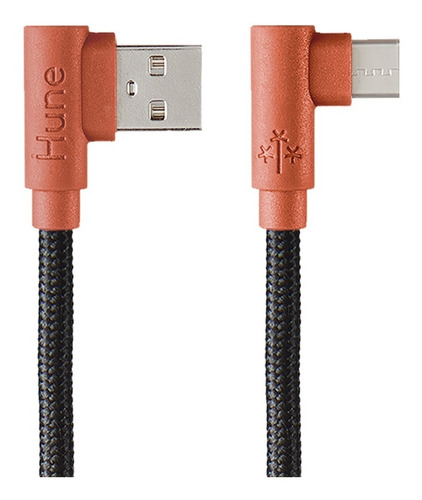 Cable Hune Hiedra Usb-a A Usb-c Ecológico Color Corteza Color Naranja oscuro