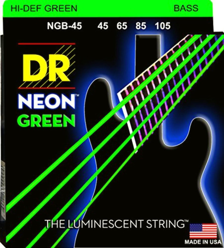 Dr Strings Ngb-45 Set De Cuerdas Para Bajo, Neon Green,