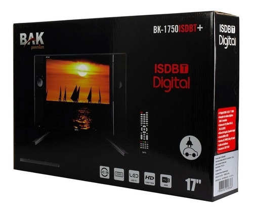 TV portátil Bak BK-1750ISDBT LED HD 17" 110V/220V