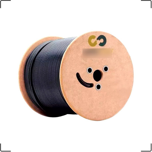 Carrete de cable coaxial Rg6 negro con mensajero de 305 m