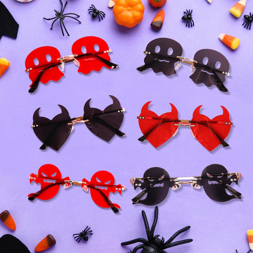 Klfoho Gafas De Sol Con Forma De Corazón Y Orejas De Diablo,