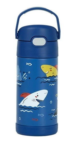 Garrafa Garrafinha Térmica Infantil Thermos 355ml Tubarão