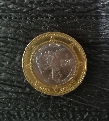 Hermosa Moneda 20$ Fuego Nuevo Año 2000 Xiuhtecuhtli