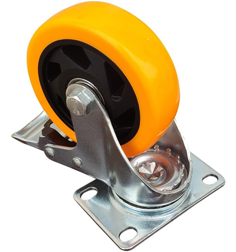 Imagen 9 de 10 de Kit 2 Ruedas Giratorias Pvc 100x32 Mm Con Freno Acero Mueble