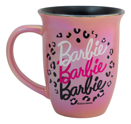 Taza Cerámica Iridiscente Bitono Personajes Animados 470 Ml Color Rosa Barbie
