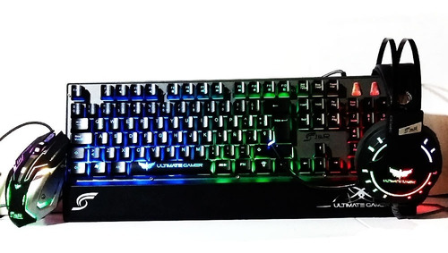 Combo Gamer 3en1 Mouse Diadema Teclado Metal Retroiluminado