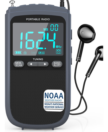 Radio Meteorológica Greadio Noaa Portátil Recargable Am/fm Color
