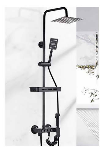 Grifos Ducha Empotrados Set Regadera Negro Para Baño