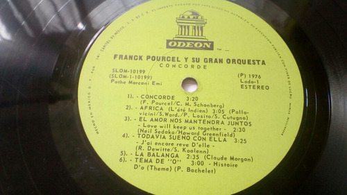 Lp Franck Pourcel Y Su Gran Orquesta Concorde Sin Caja