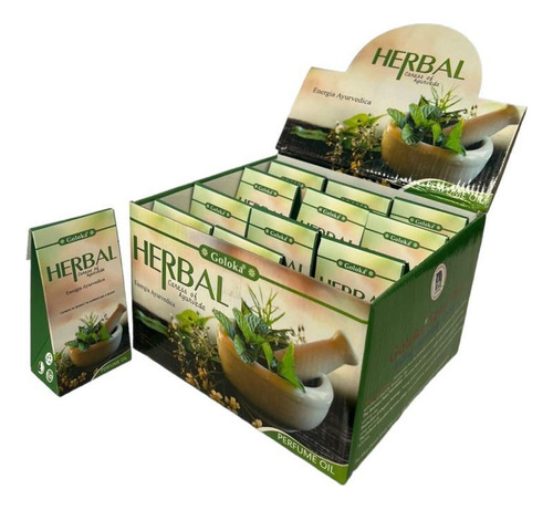 Óleo Perfumado Indiano Goloka Herbal Ervas 10 Ml Caixa C 12