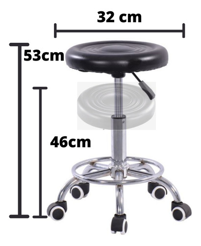 Silla Taburete Giratorio 5 Ruedas Reposa Pies Negro