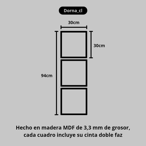Cuadro De Madera Mdf De Bambu X3 Negro Negro