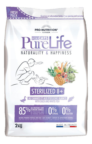Pure Life Alimento Premium Gato Esterilizado 8+ , 8kg
