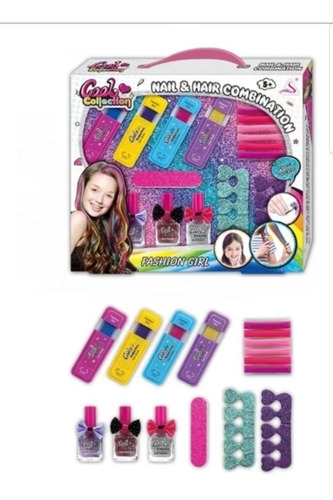 Set Juguetes De Belleza Gis Para Cabellos Nail Niñas Barniz