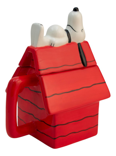 Taza De Cerámica 3d Con Tapa Casa Snoopy Peanuts 591 Ml