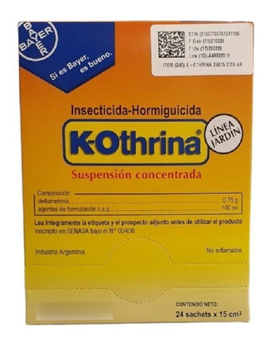 24u K-othrina 0,75% X 15 Cm3 Insecticida Hormiguicida Bayer 